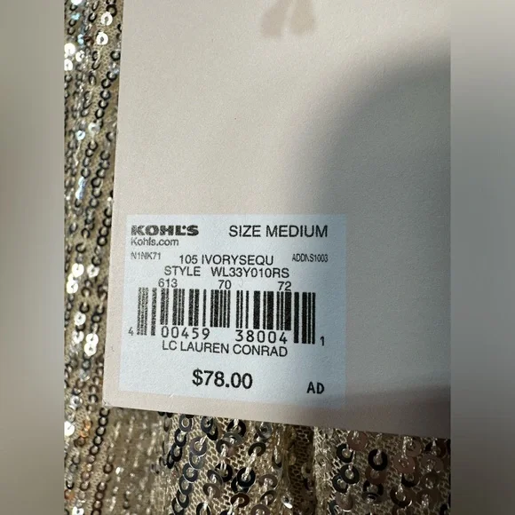 NWT LC Lauren Conrad Long Sleeve Sequined Mini Dress Size Medium - Picture 6 of 6